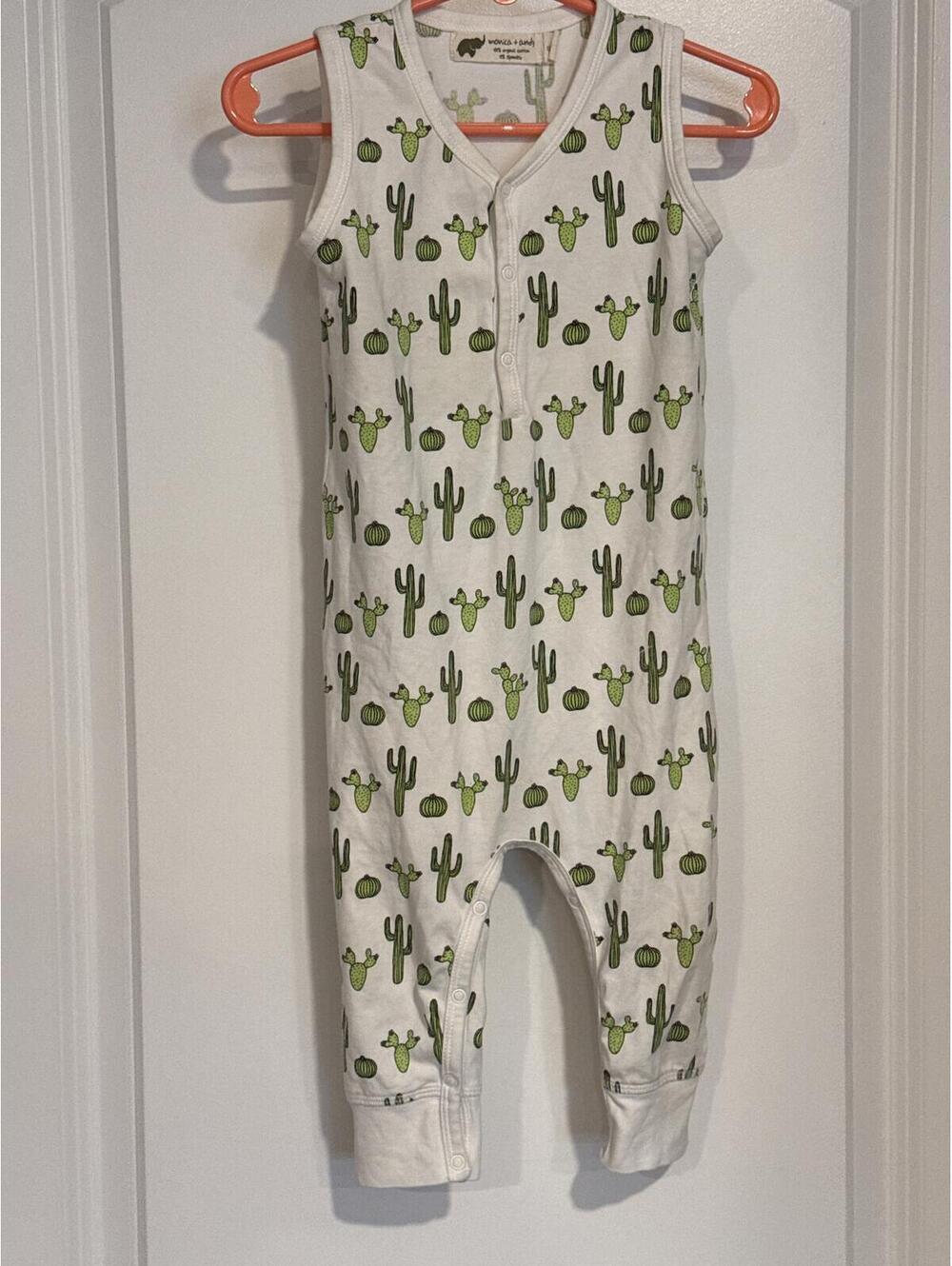 monica + andy Organic Cotton Baby Sleeveless Romper with Cactus Print